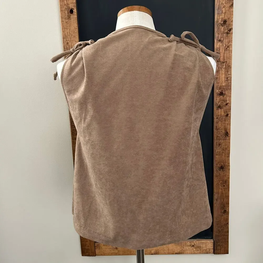 Vintage 70s Faux Suede Western Open Vest USA Made Size S M Cowgirl Rodeo Retro